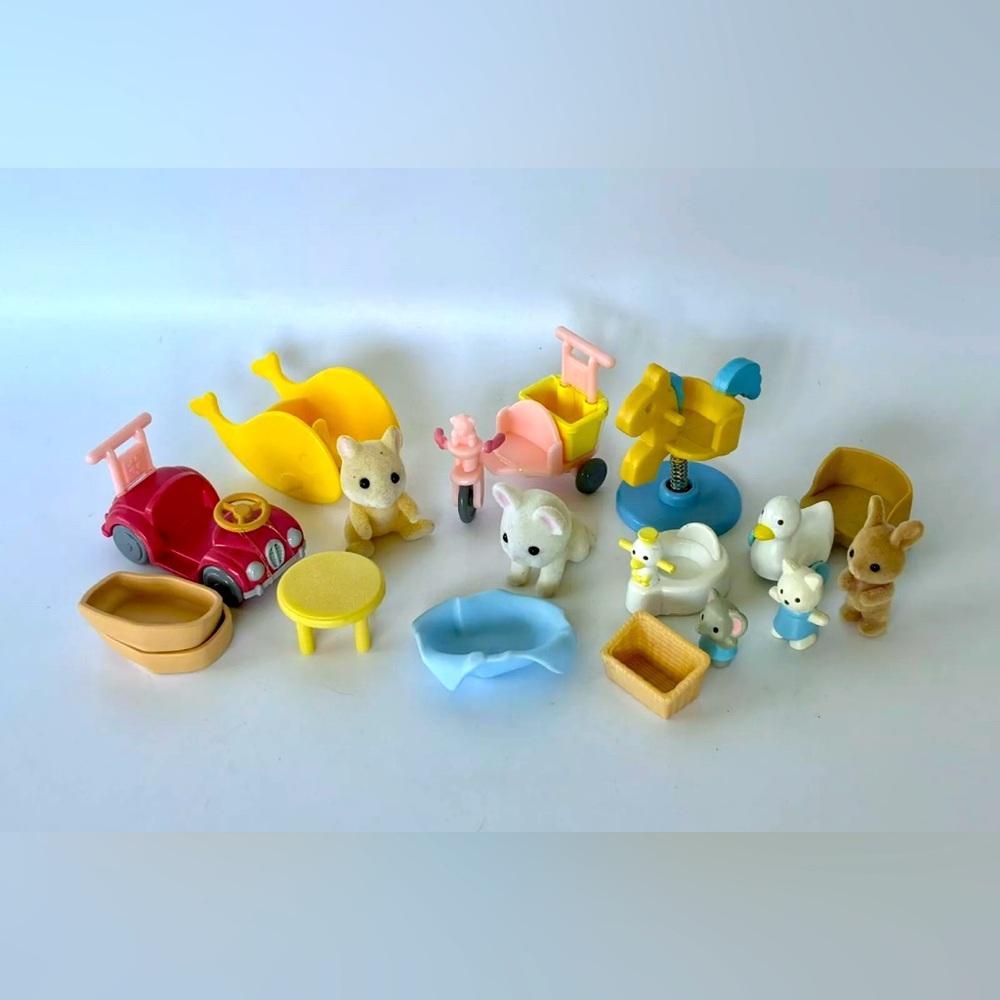 Sylvanian Families Accessories & Critters Lot Vintage Tricycle Car Rocking Horse